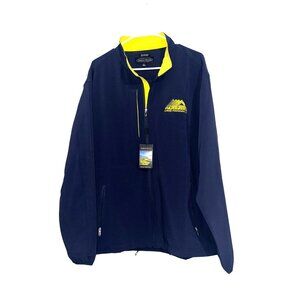 Pebble Beach Navy Blue & Yellow Full-Zip Jacket L Water/Wind Resistant